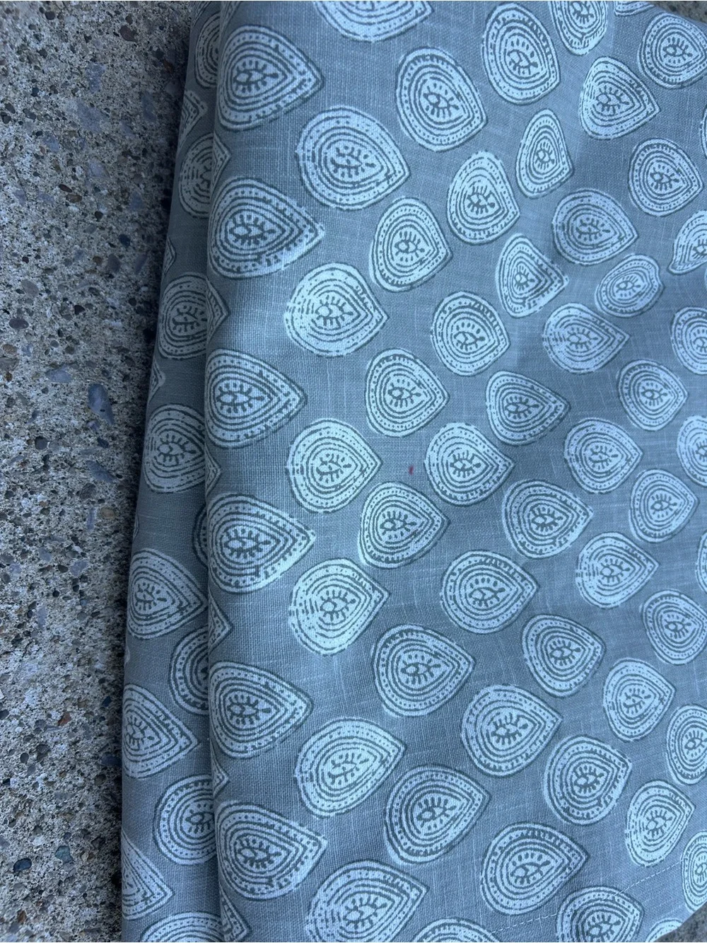 Ballard Designs 2 Drapery Panels in Madeira Leaf Grey Blockprint
